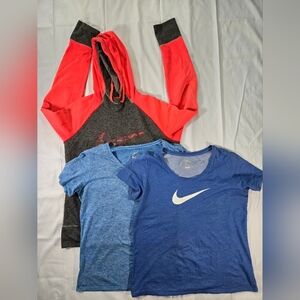Womens Nike Therma Fit Sweater Pocket/Hoodie 2 Dri-fit Shirts Lot Of 3 Size XL